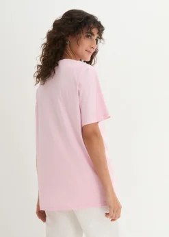 Mujer bonprix bonprix Camiseta larga ancha con cuello en V, manga corta (5 unidades)