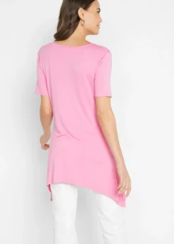 Mujer bonprix bonprix Camiseta larga con bajo irregular y estampado de mariposas