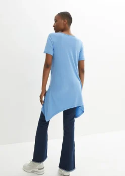 Mujer bonprix bonprix Camiseta larga con bajo irregular y estampado de mariposas