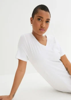 Mujer bonprix bonprix Camiseta larga con escote en V (2 unidades)