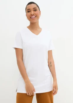 Mujer bonprix bonprix Camiseta larga con escote en V (2 unidades)
