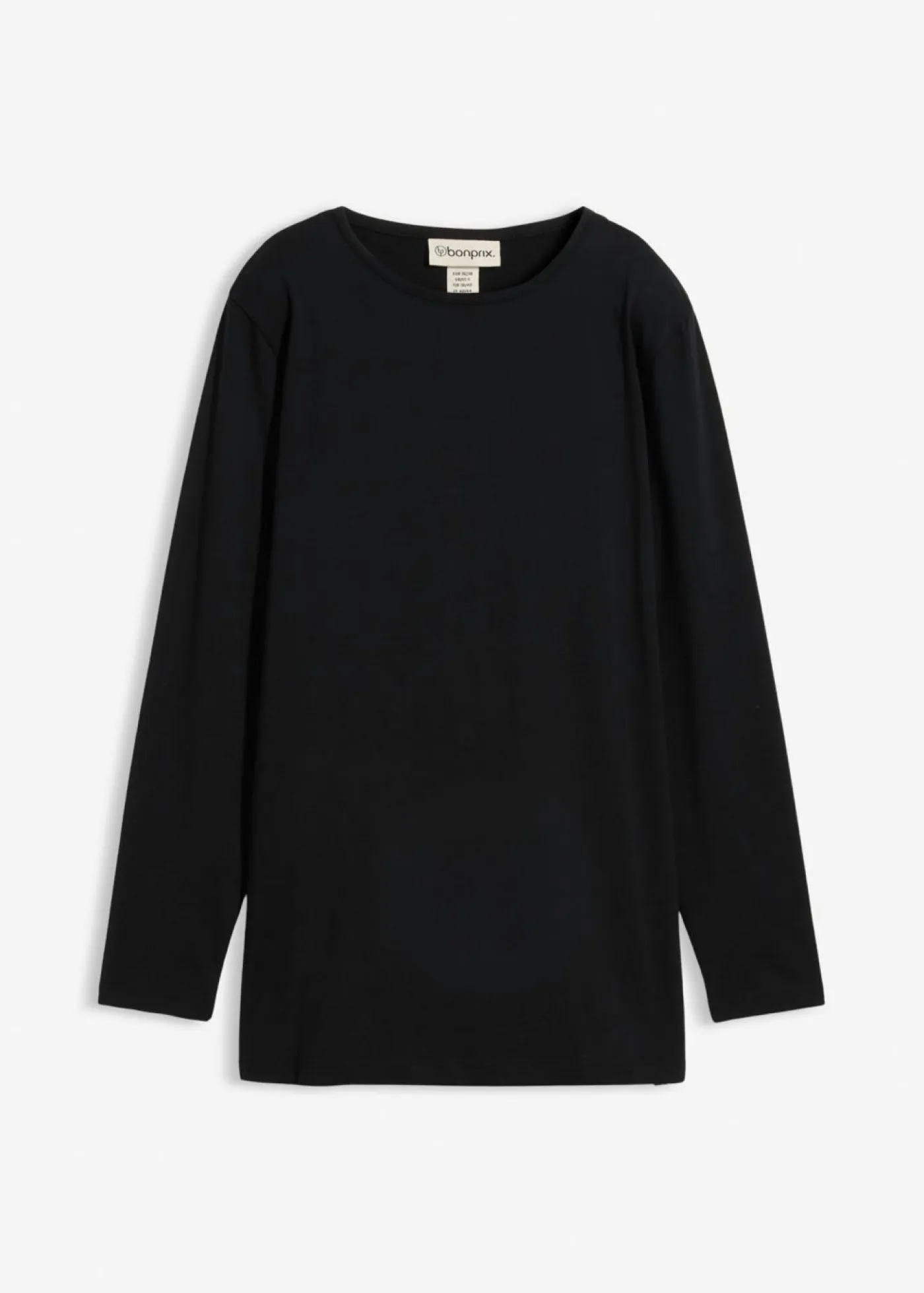 bonprix bonprix Básicos|Camisetas>Camiseta larga de algodón orgánico puro Negro