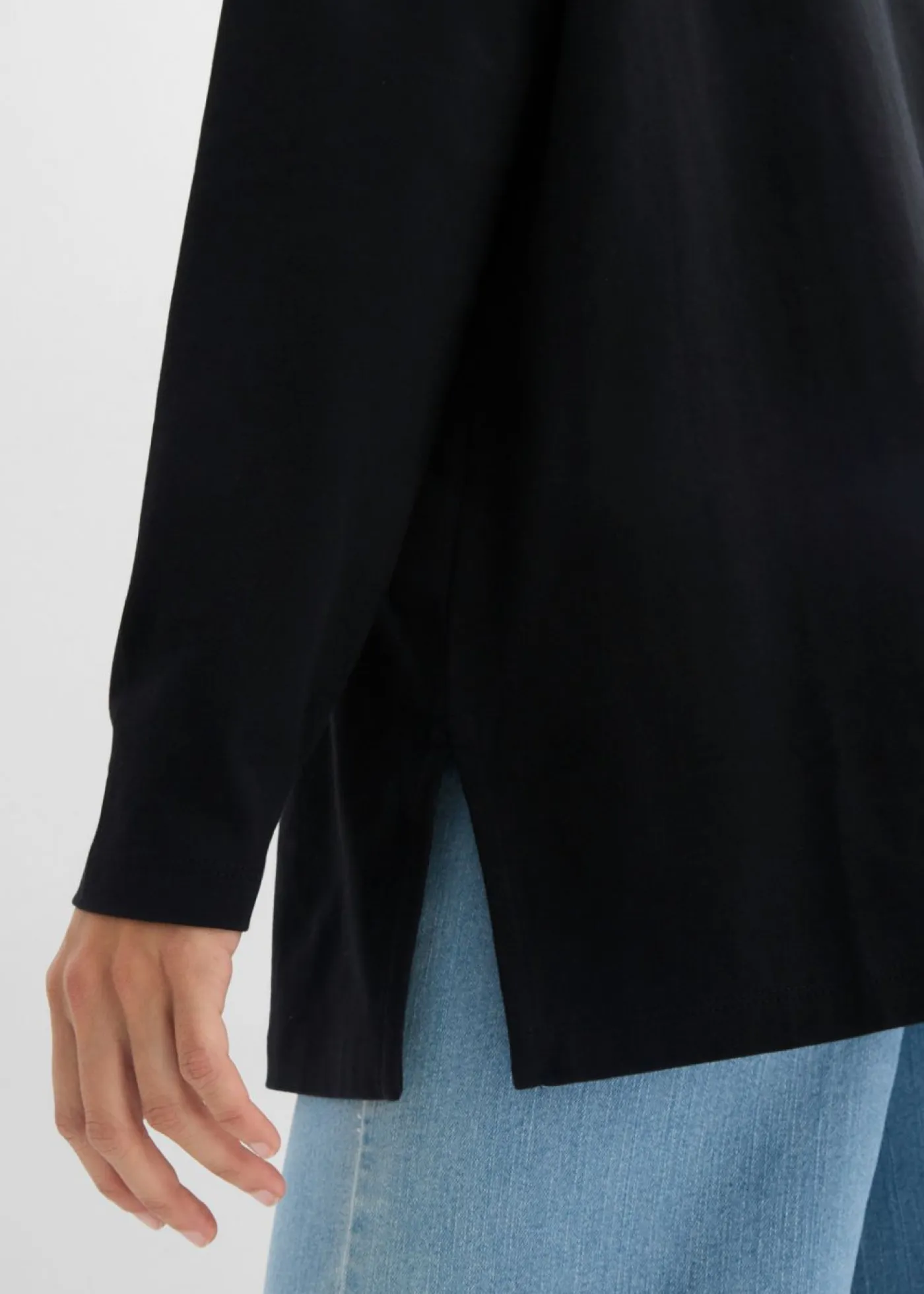 bonprix bonprix Básicos|Camisetas>Camiseta larga de algodón orgánico puro Negro