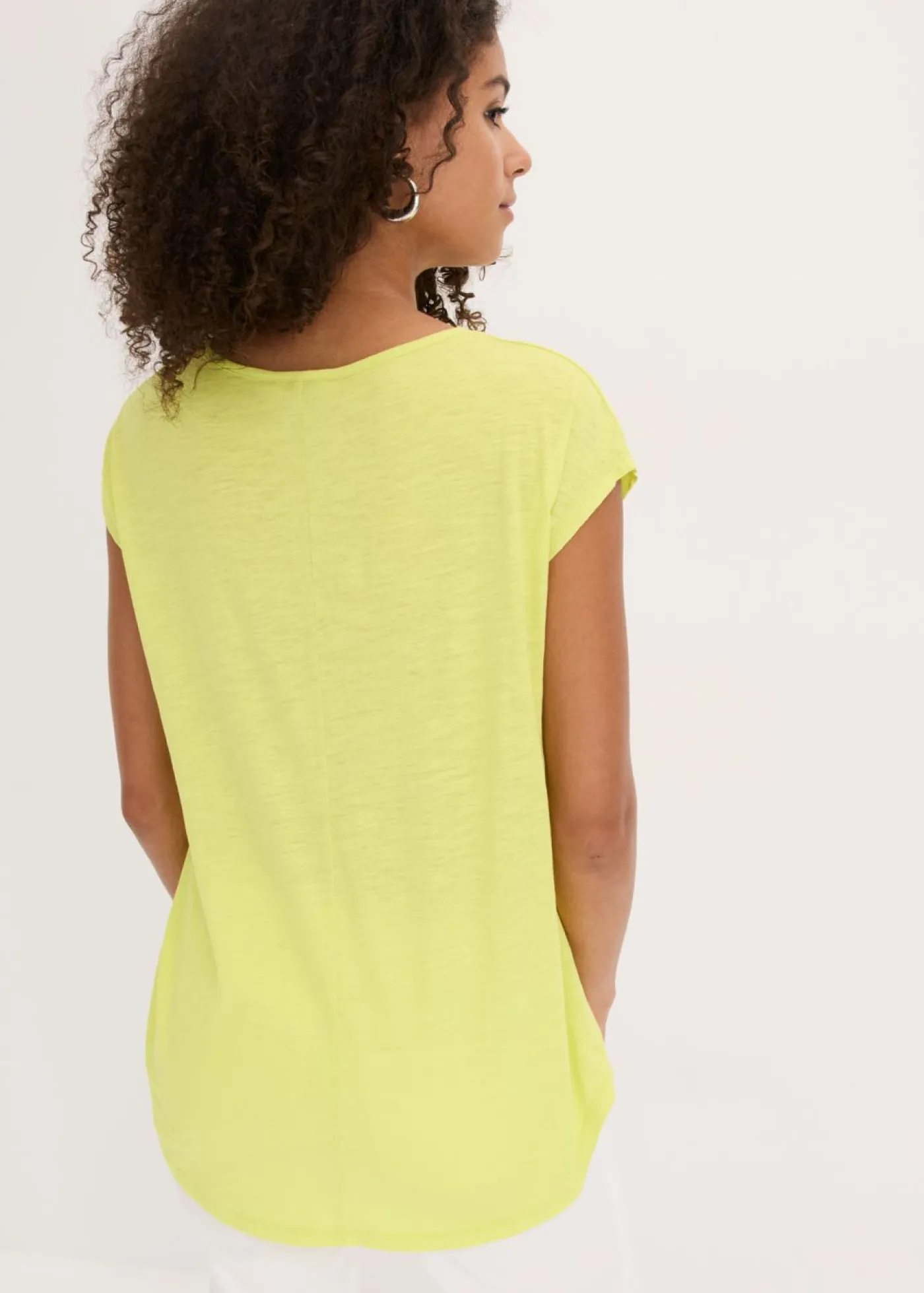 bonprix bonprix Camisetas>Camiseta larga de algodón orgánico puro Amarillo cítrico