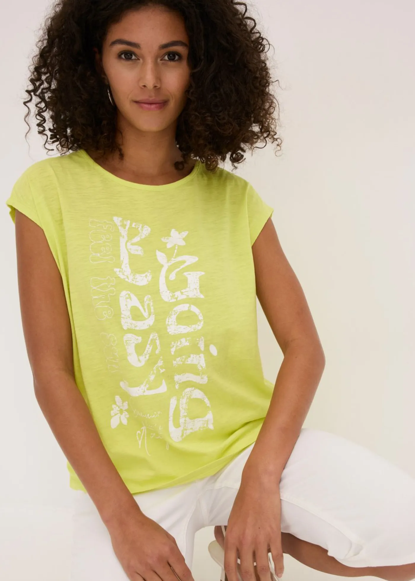 bonprix bonprix Camisetas>Camiseta larga de algodón orgánico puro Amarillo cítrico