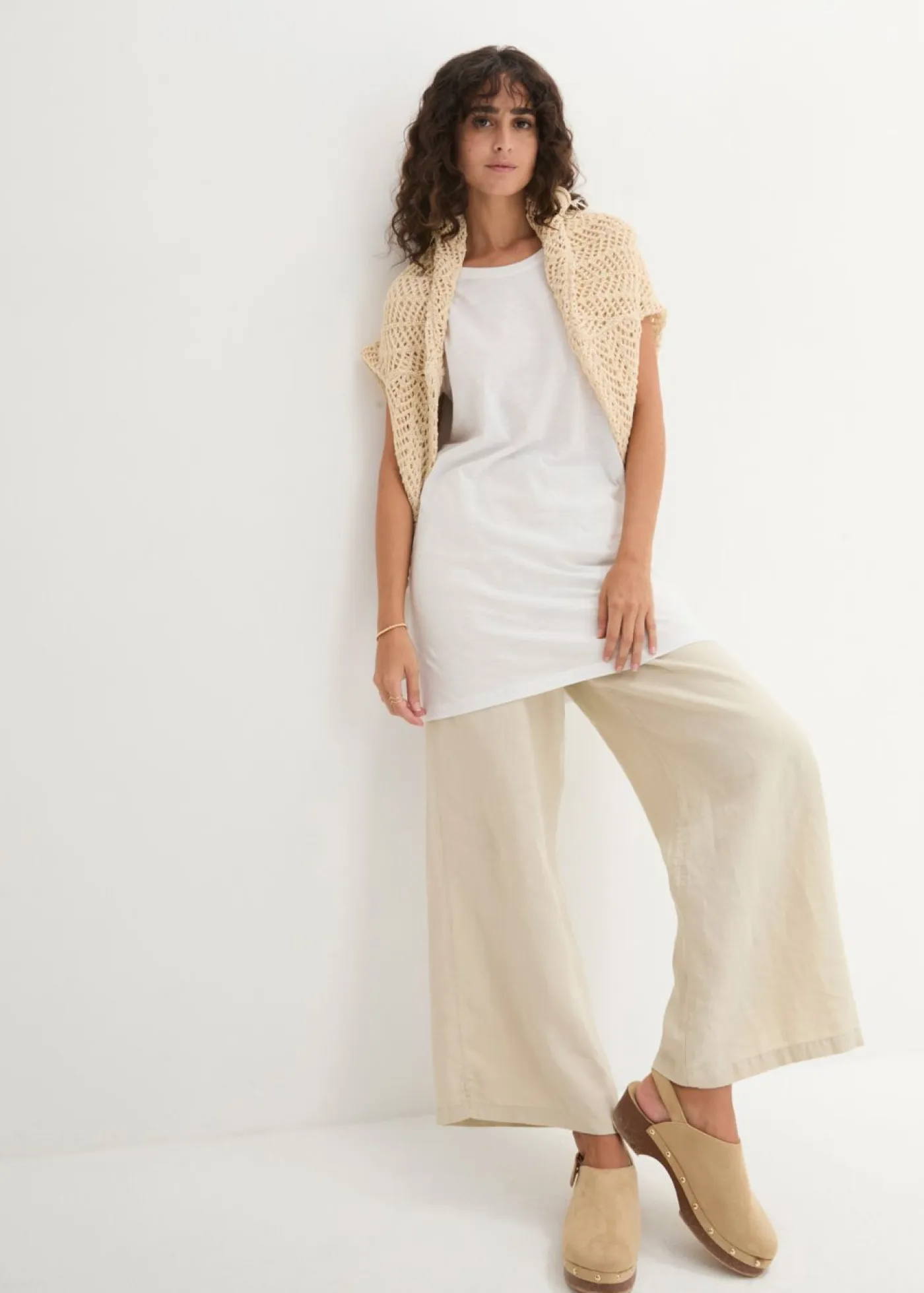 bonprix bonprix Básicos|Camisetas>Camiseta larga de algodón puro Blanco