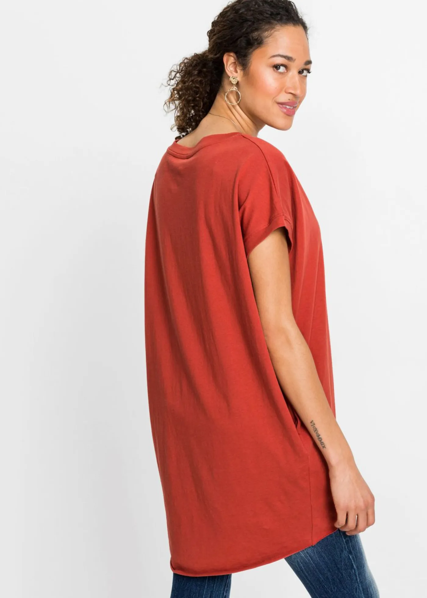 Mujer bonprix bonprix Camiseta larga de algodón puro