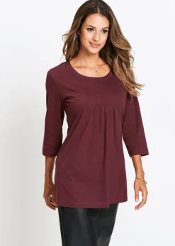 bonprix bonprix Camisetas>Camiseta larga de algodón puro rojo avellana