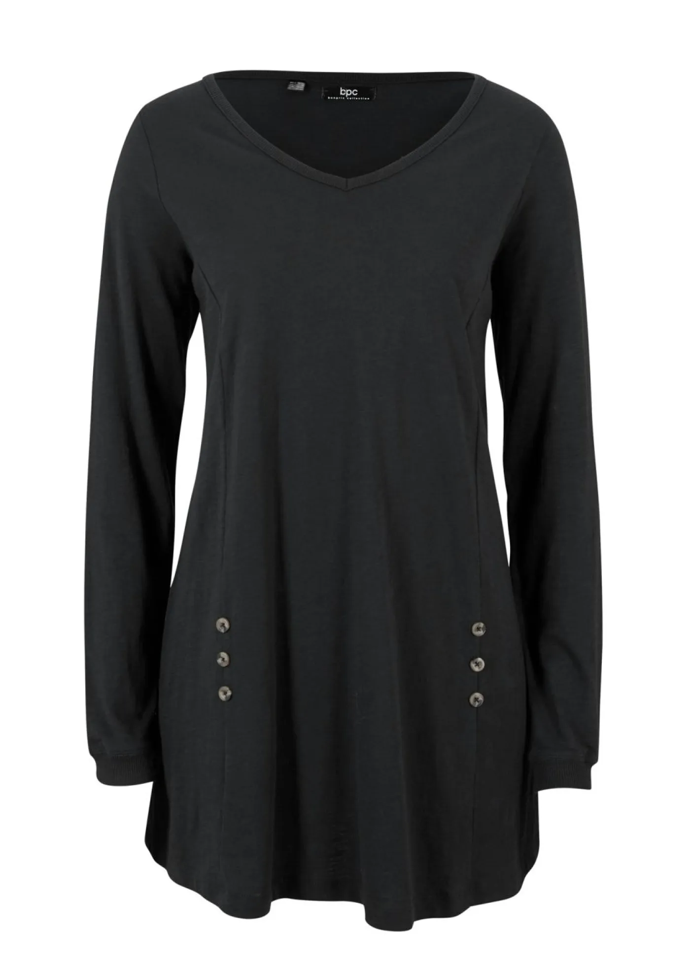 bonprix bonprix Camisetas>Camiseta larga de algodón puro Negro