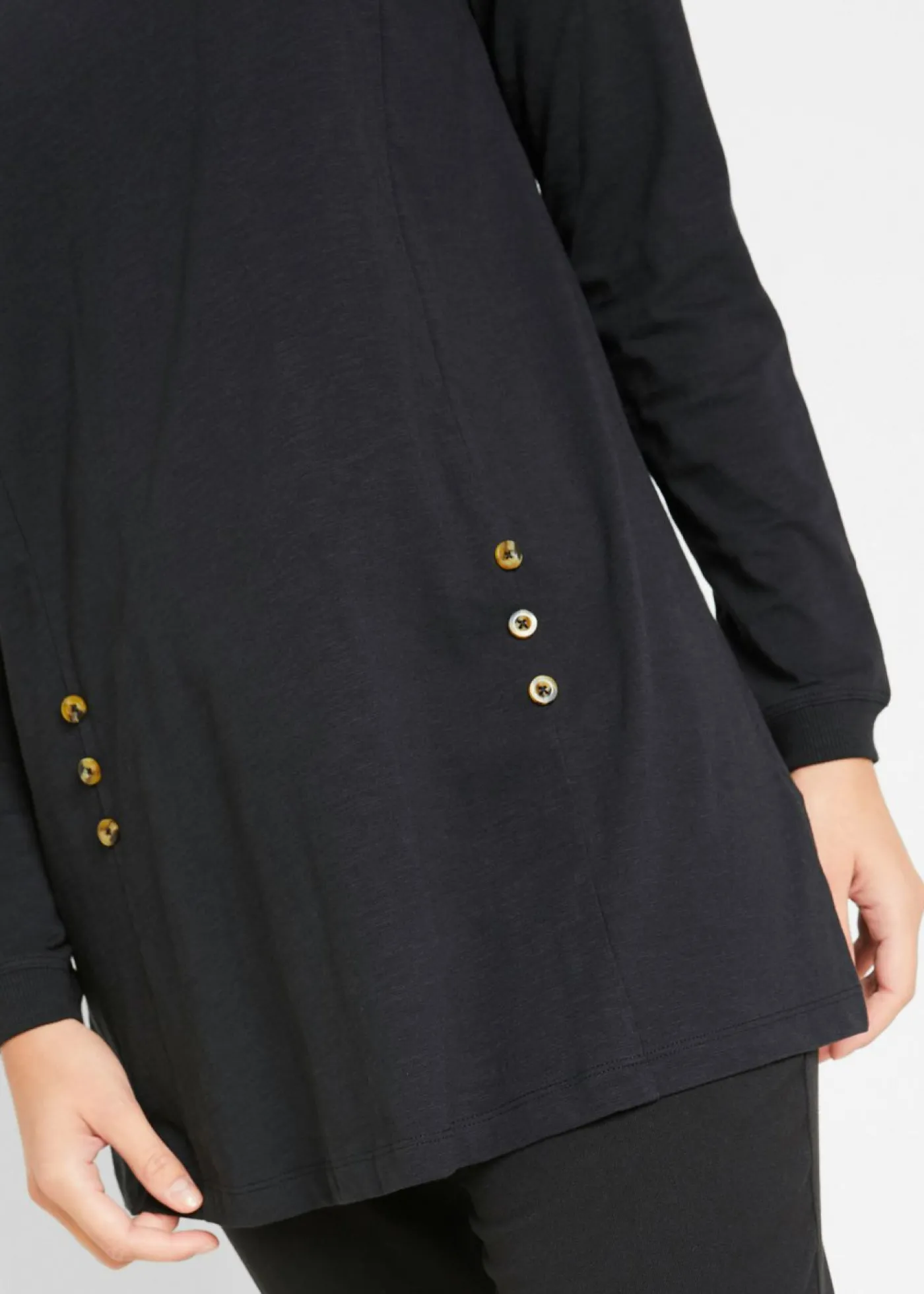 bonprix bonprix Camisetas>Camiseta larga de algodón puro Negro