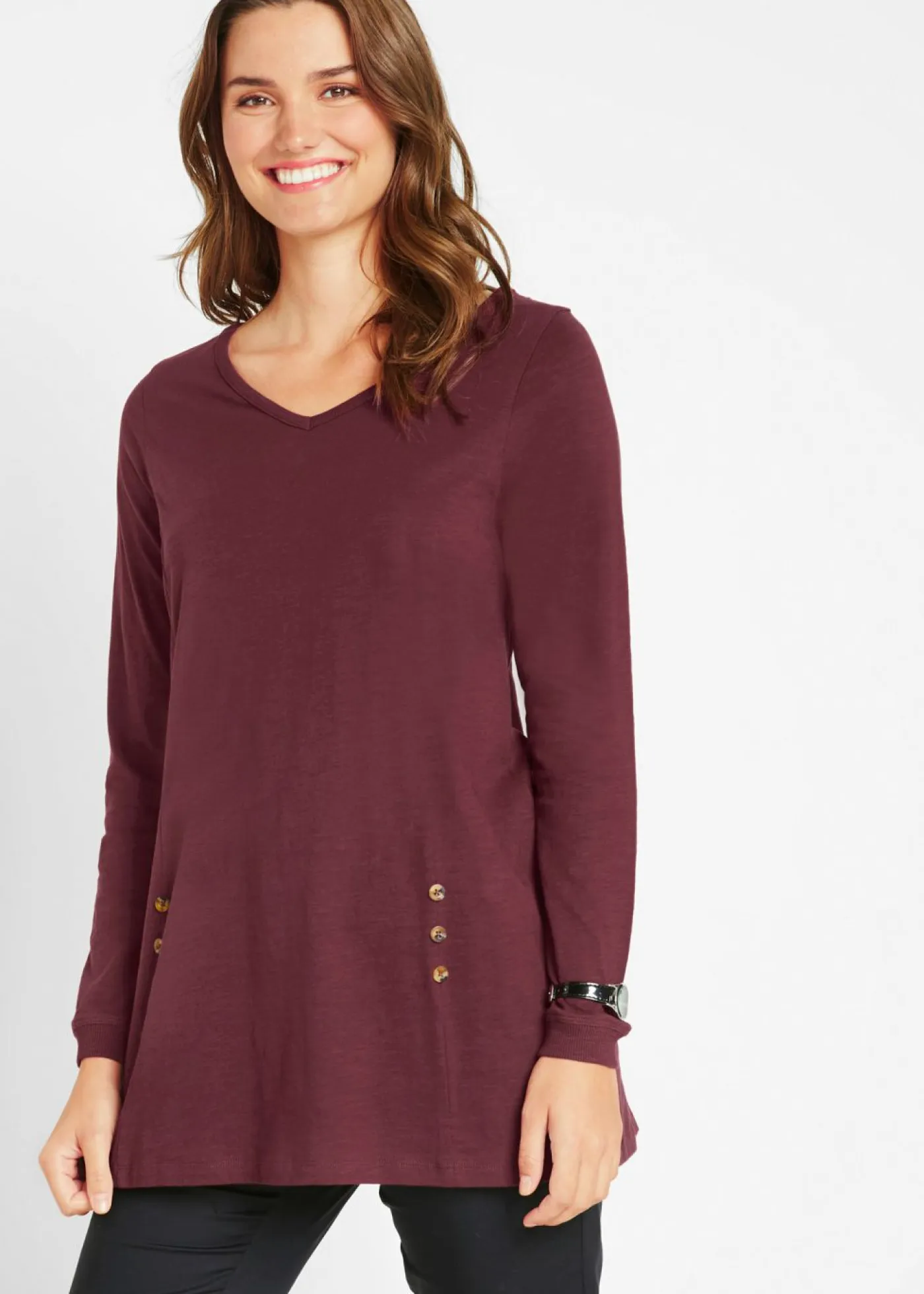 Mujer bonprix bonprix Camiseta larga de algodón puro