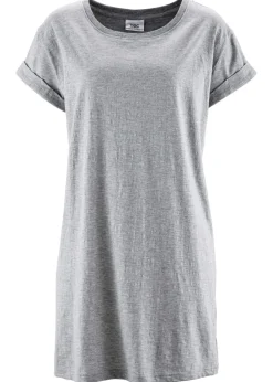 bonprix bonprix Básicos|Camisetas>Camiseta larga de algodón puro Gris claro jaspeado