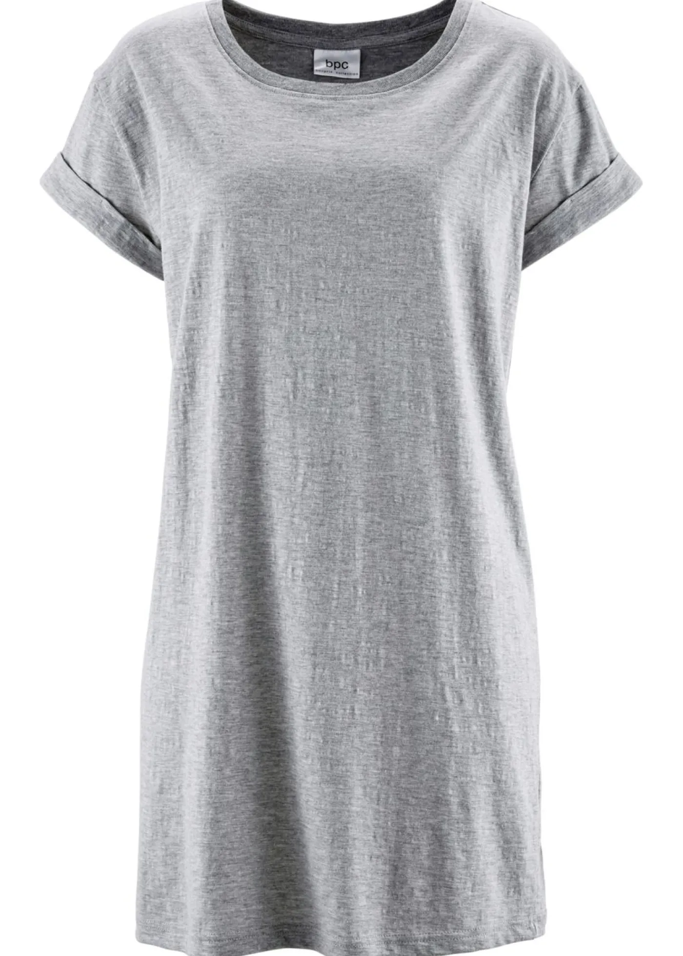bonprix bonprix Básicos|Camisetas>Camiseta larga de algodón puro Gris claro jaspeado
