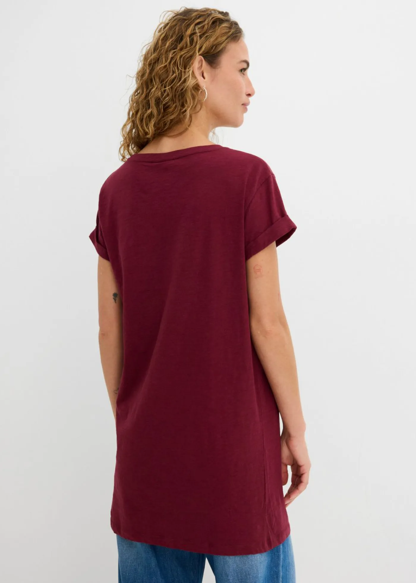 bonprix bonprix Básicos|Camisetas>Camiseta larga de algodón puro rojo avellana