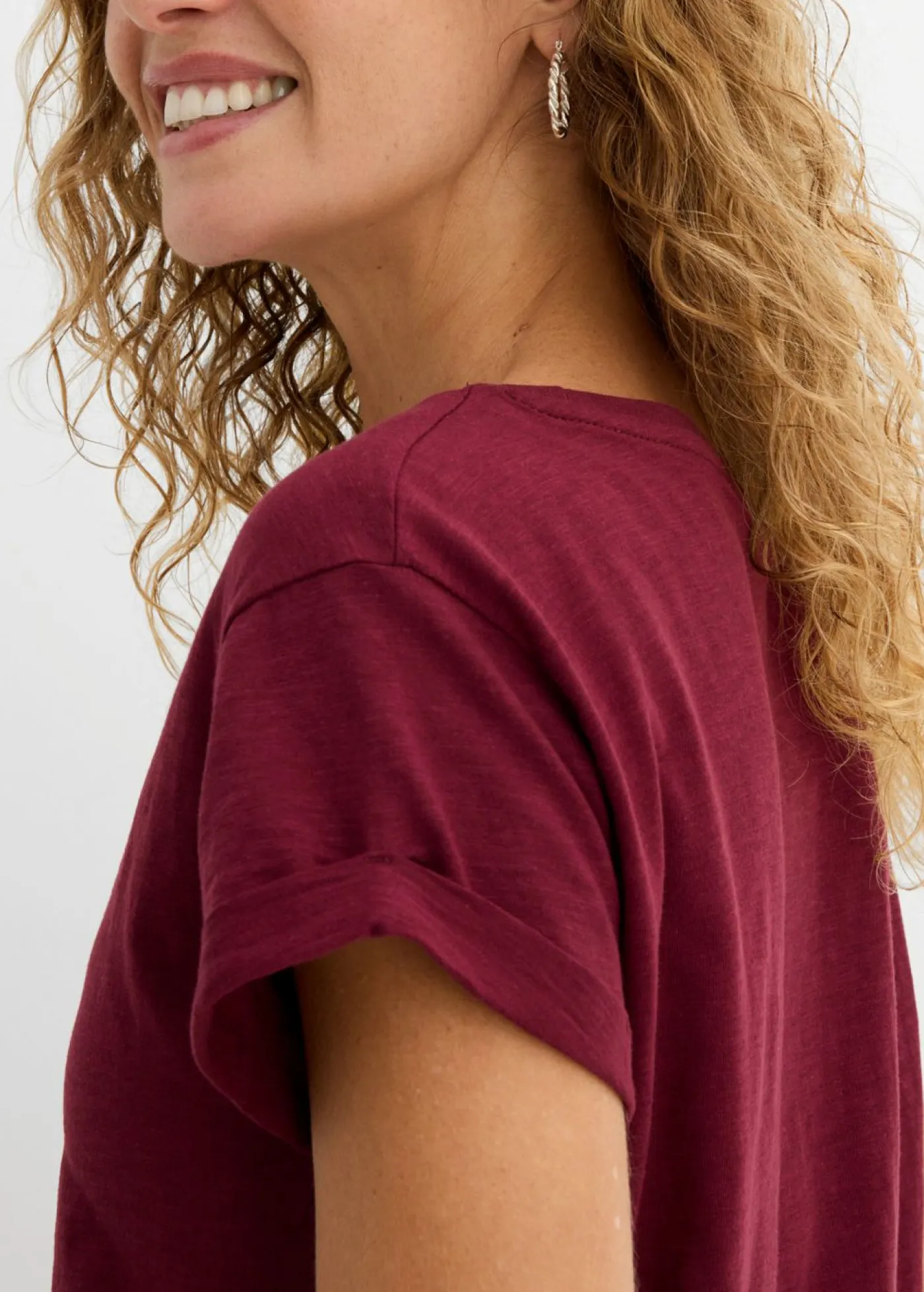 bonprix bonprix Básicos|Camisetas>Camiseta larga de algodón puro rojo avellana