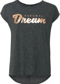 bonprix bonprix Camisetas>Camiseta larga de mezcla de viscosa Negro jaspeado estampado