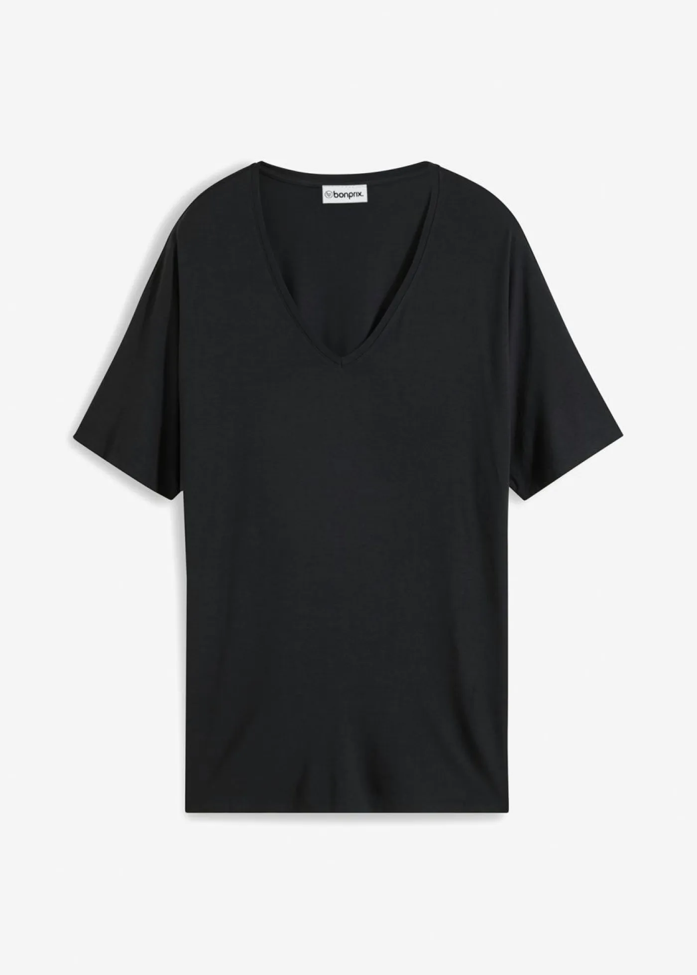 bonprix bonprix Camisetas|Novedades>Camiseta larga de mezcla de viscosa sostenible Negro