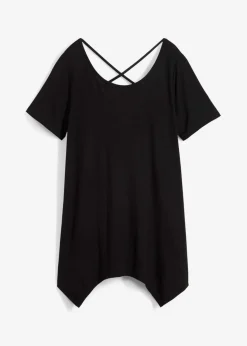 bonprix bonprix Camisetas>Camiseta larga de pico Negro