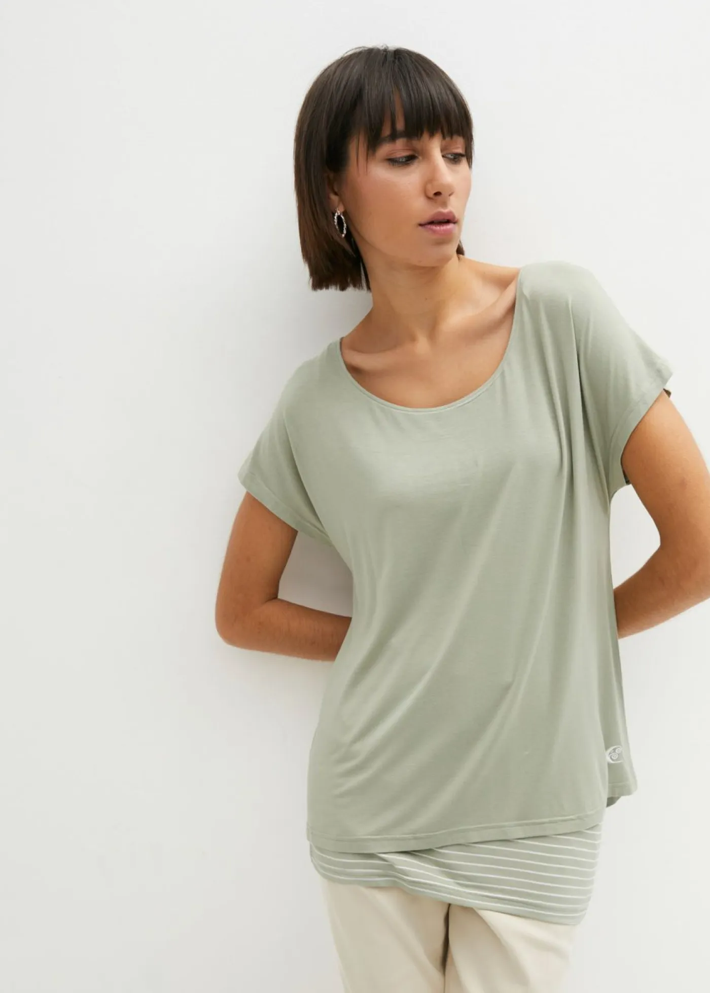 Mujer bonprix bonprix Camiseta larga de suave mezcla de viscosa