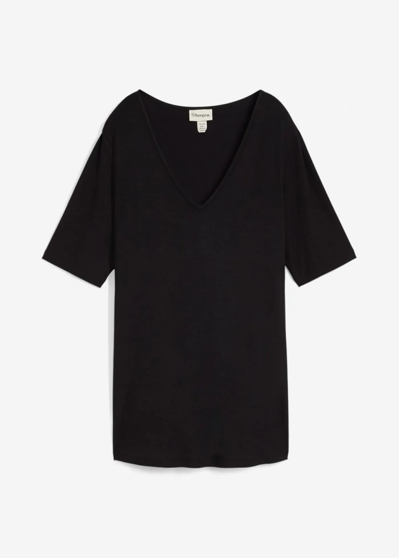 bonprix bonprix Básicos|Camisetas>Camiseta larga de viscosa suave Negro