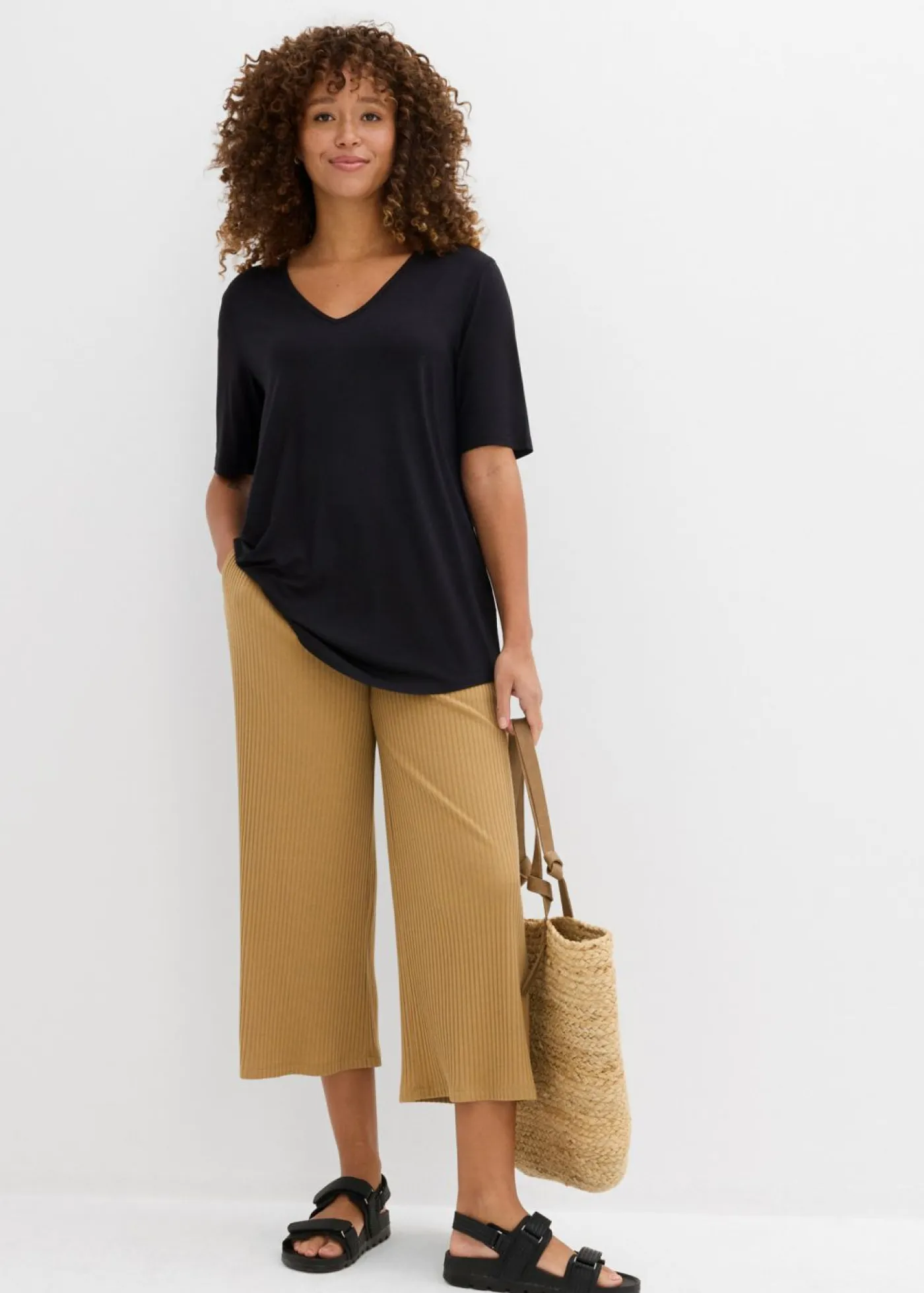 bonprix bonprix Básicos|Camisetas>Camiseta larga de viscosa suave Negro