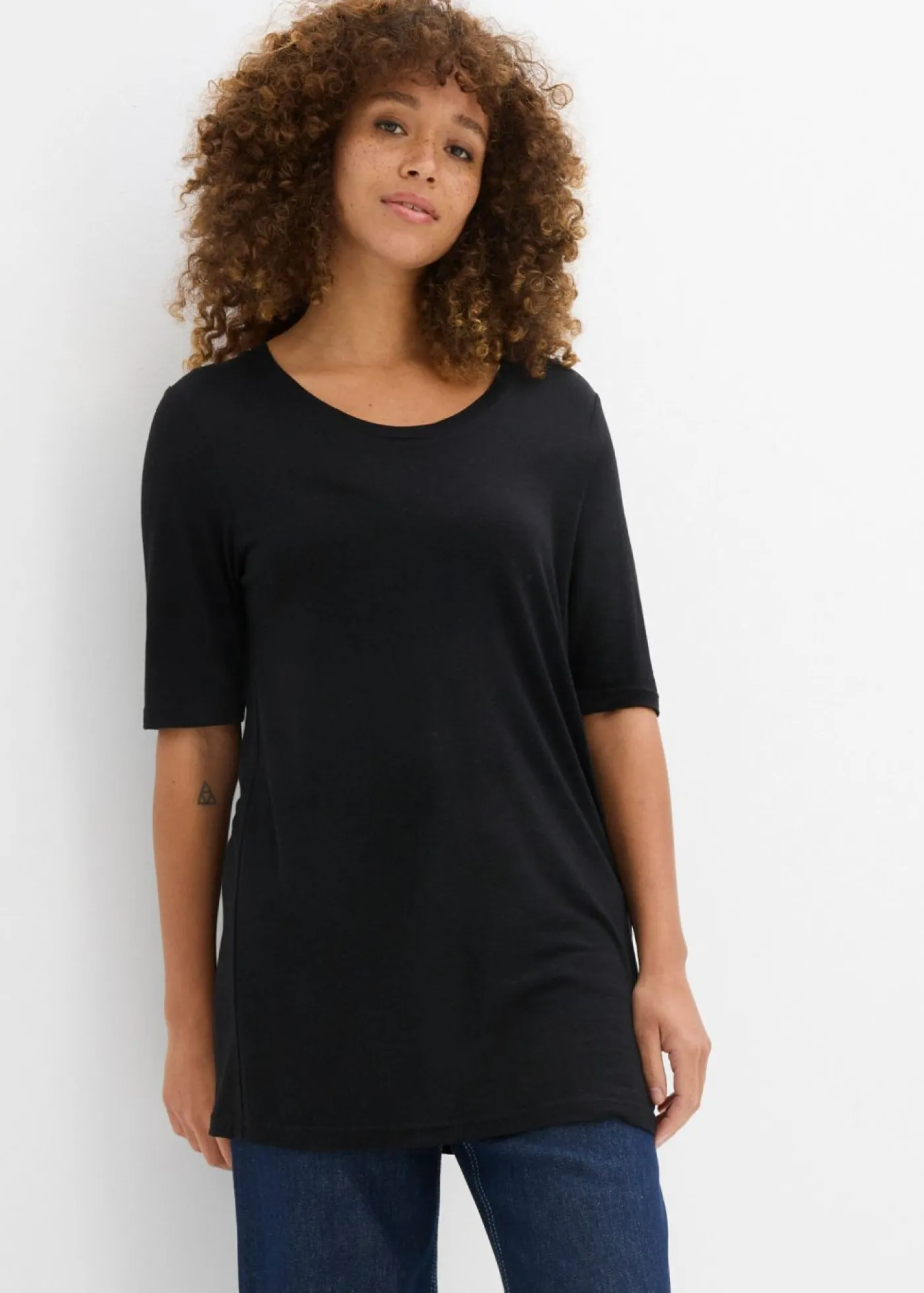 bonprix bonprix Básicos|Camisetas>Camiseta larga de viscosa suave Negro