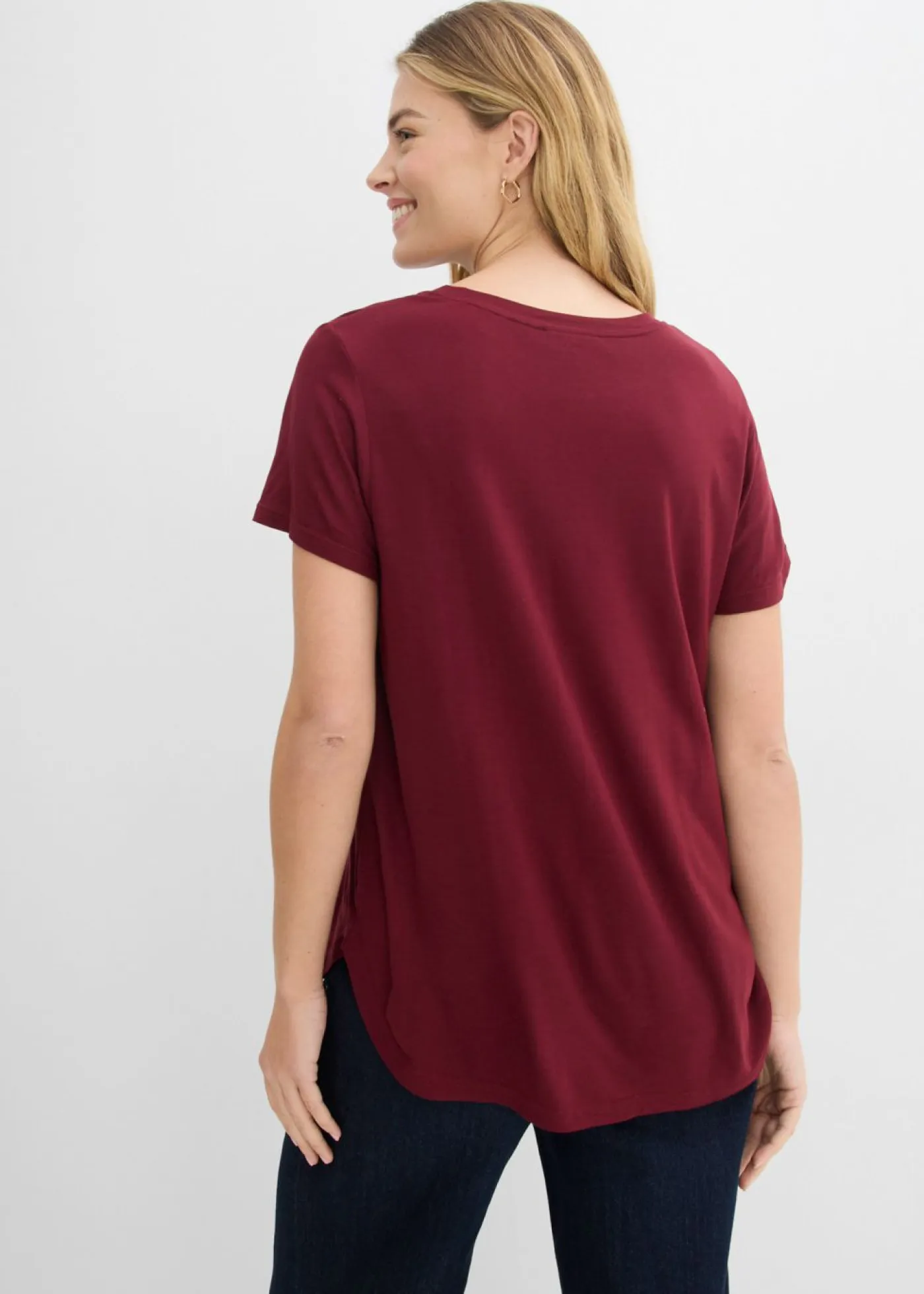 bonprix bonprix Básicos|Camisetas>Camiseta larga de viscosa suave rojo avellana