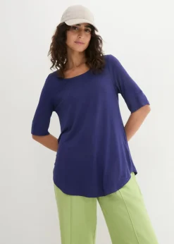 bonprix bonprix Básicos|Camisetas>Camiseta larga de viscosa suave azul medianoche.