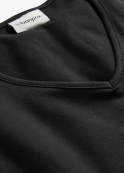bonprix bonprix Básicos|Camisetas>Camiseta larga favorecedora Negro