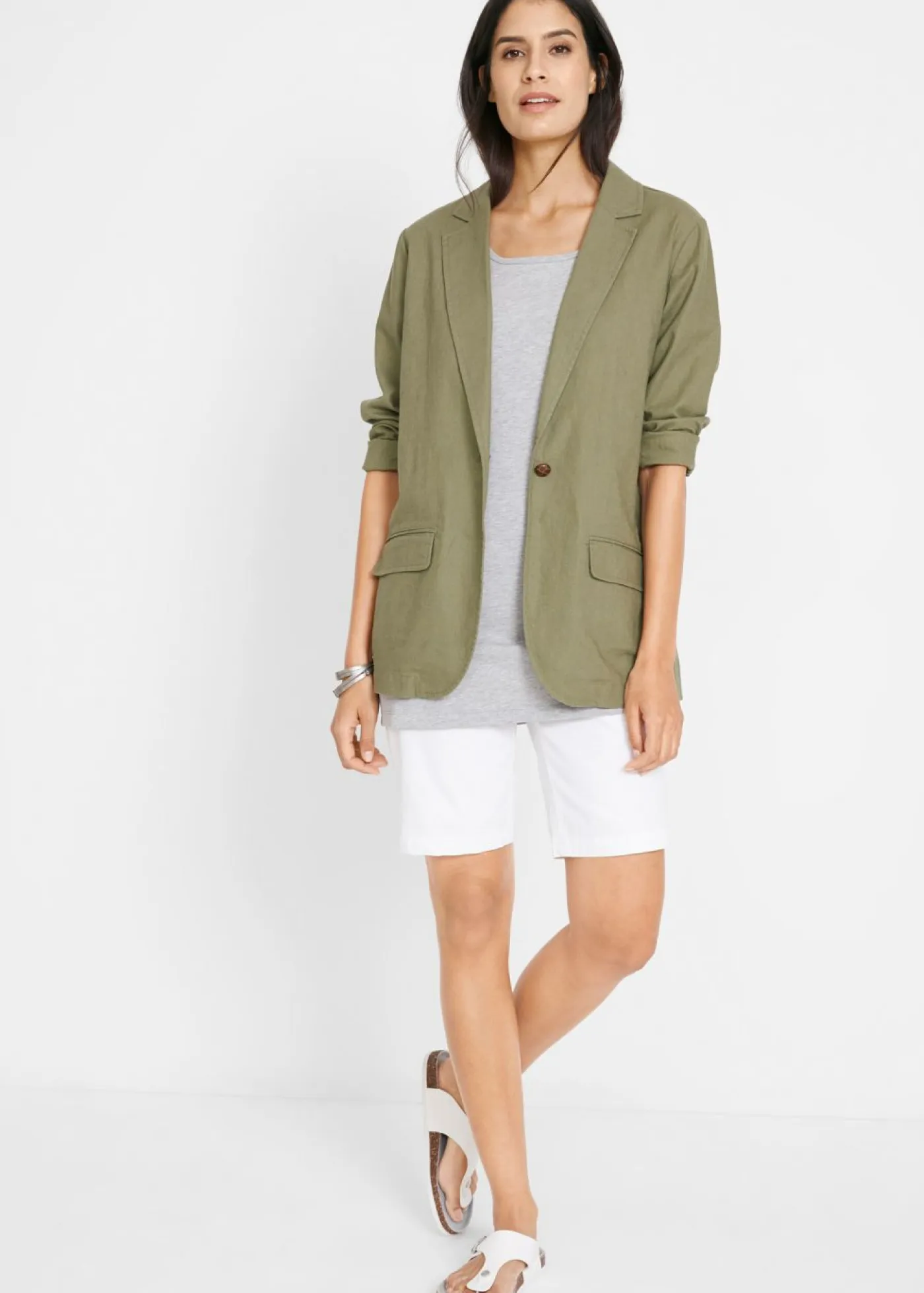 bonprix bonprix Básicos|Camisetas>Camiseta larga (2 unidades) Negro-gris claro jaspeado