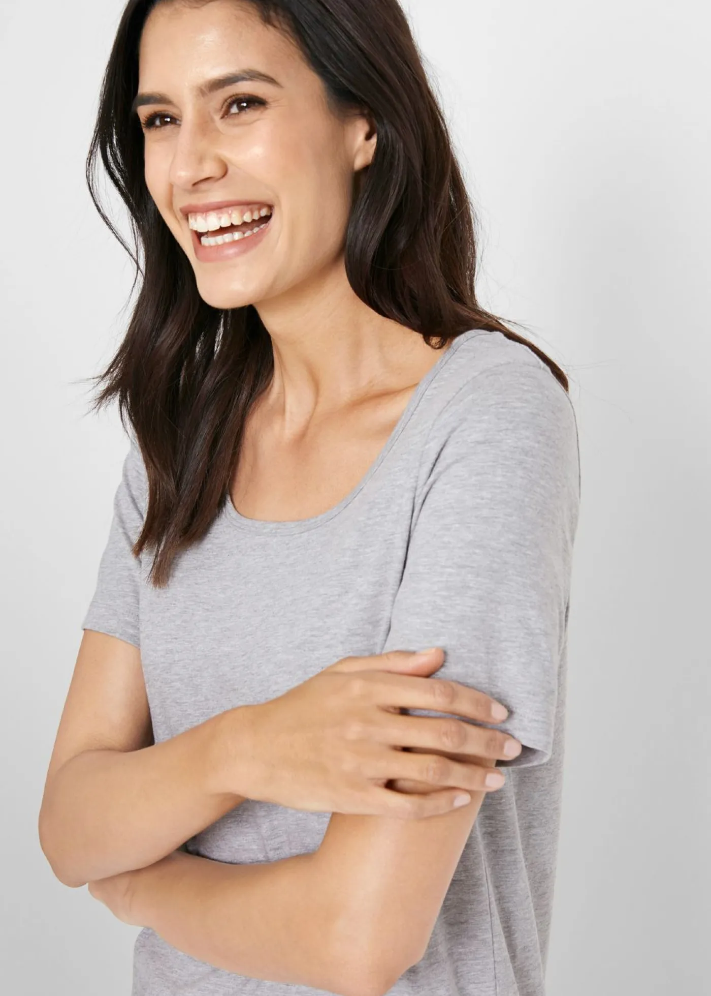 bonprix bonprix Básicos|Camisetas>Camiseta larga (2 unidades) Negro-gris claro jaspeado