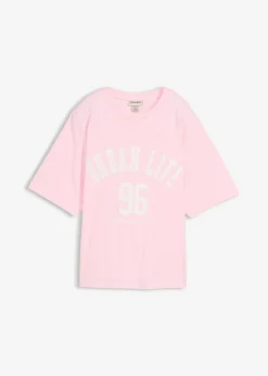 bonprix bonprix Camisetas>Camiseta oversize rosa cristal-blanco