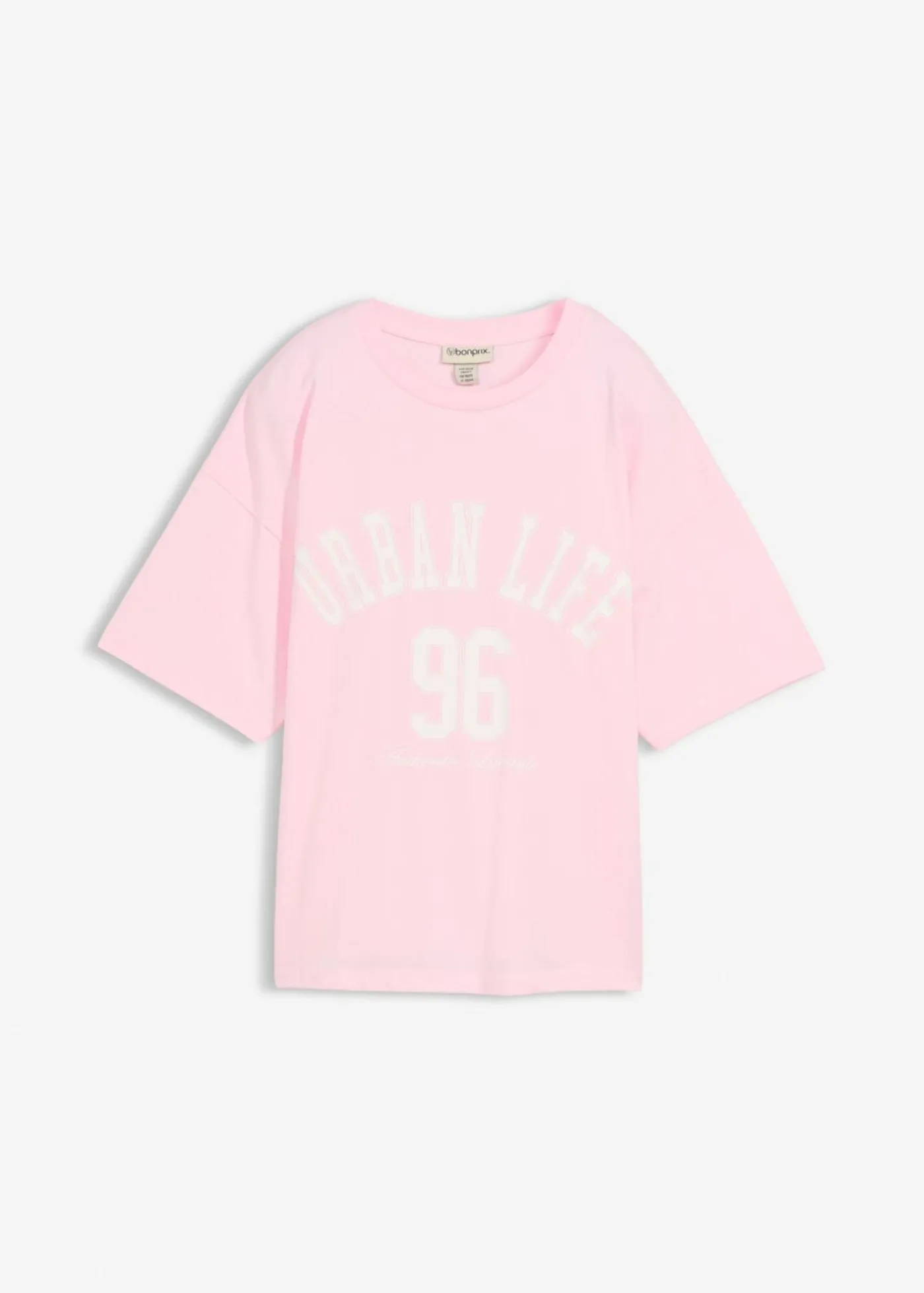bonprix bonprix Camisetas>Camiseta oversize rosa cristal-blanco