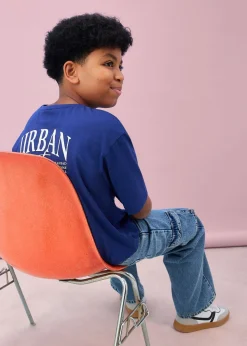 Niños bonprix bonprix Camiseta oversize con estampado en la espalda, de algodón orgánico puro