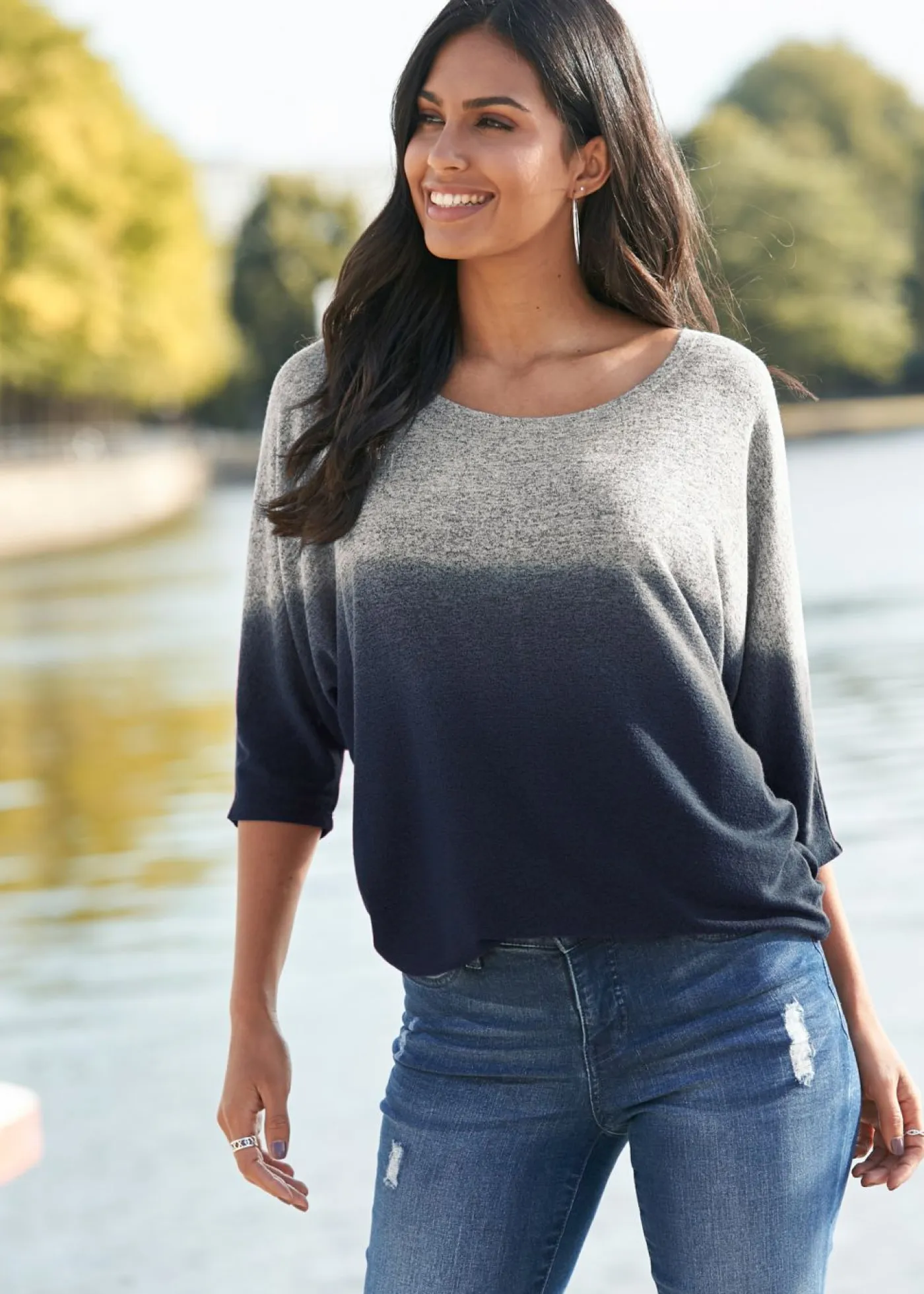 Mujer bonprix bonprix Camiseta oversize con transición de colores