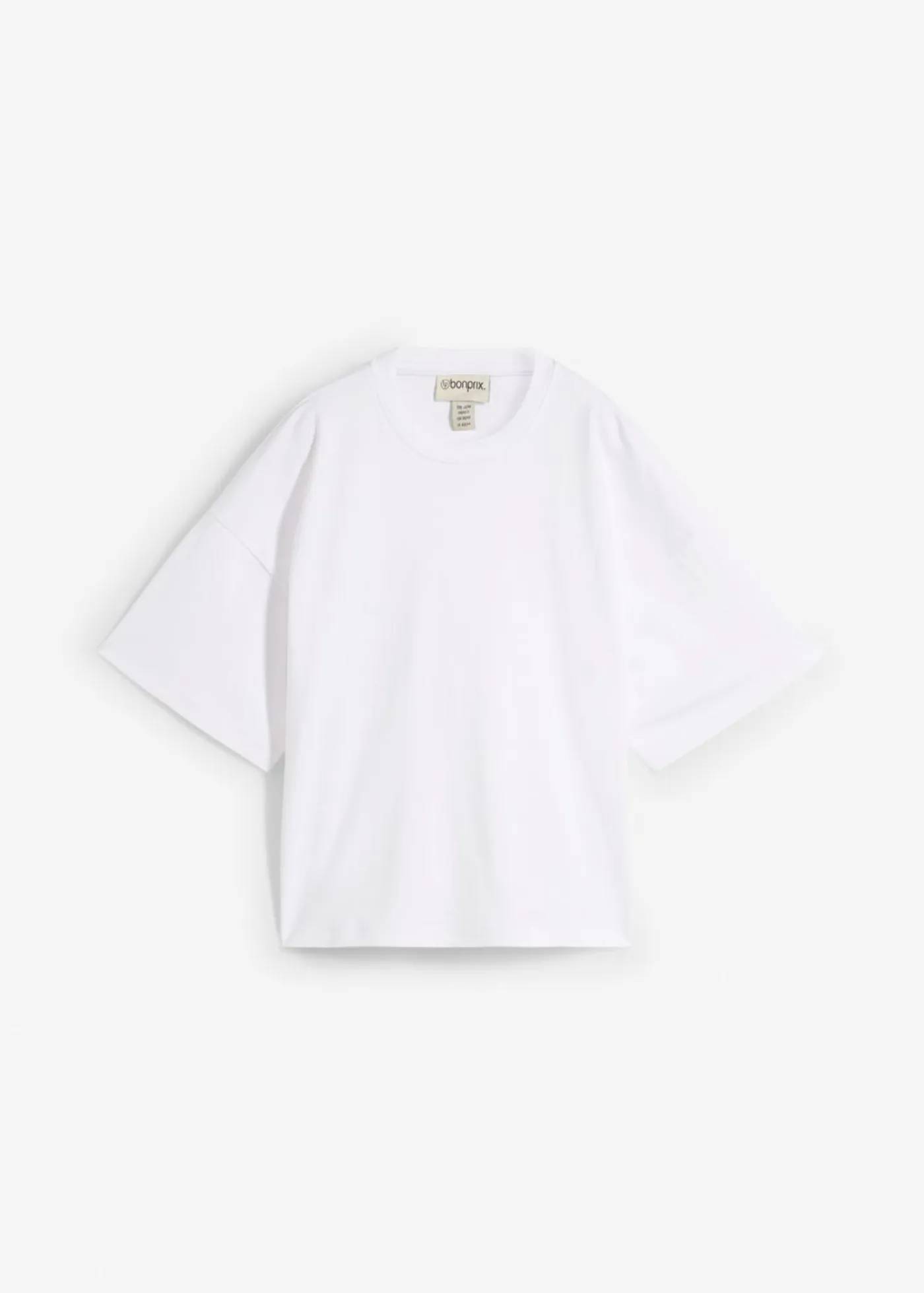 bonprix bonprix Básicos|Camisetas>Camiseta oversize, corta, de algodón orgánico puro y pesado Blanco