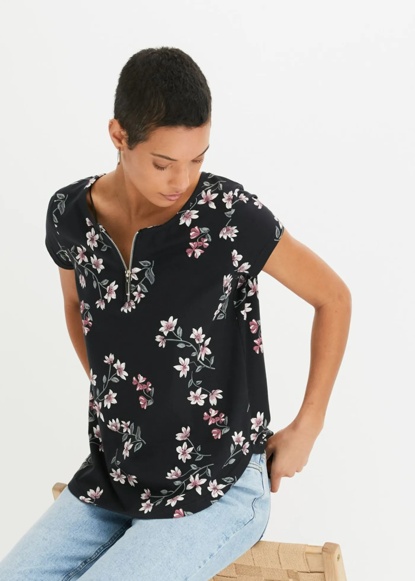 Mujer bonprix bonprix Camiseta oversize de mezcla de algodón