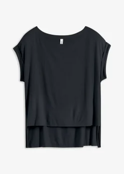 bonprix bonprix Camisetas>Camiseta oversize de viscosa fluida Negro