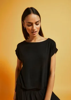 bonprix bonprix Camisetas>Camiseta oversize de viscosa fluida Negro