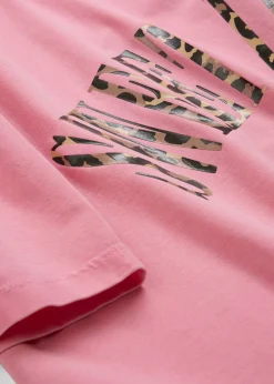 bonprix bonprix Camisetas>Camiseta oversize en suave mezcla de algodón Rosa orquídea estampado