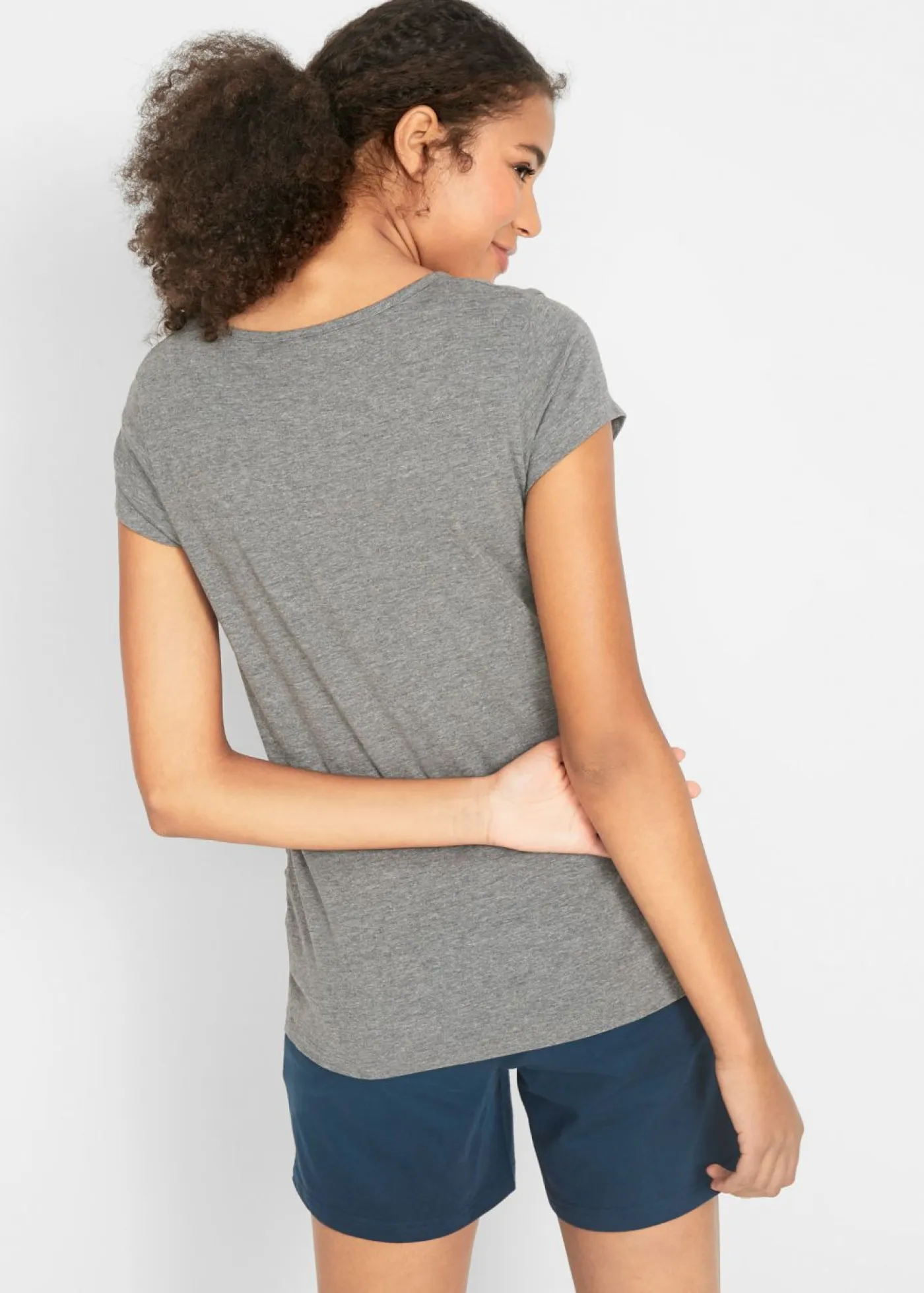 bonprix bonprix Premamá>Camiseta premamá básica de algodón orgánico (2 unidades) Azul marino + gris jaspeado