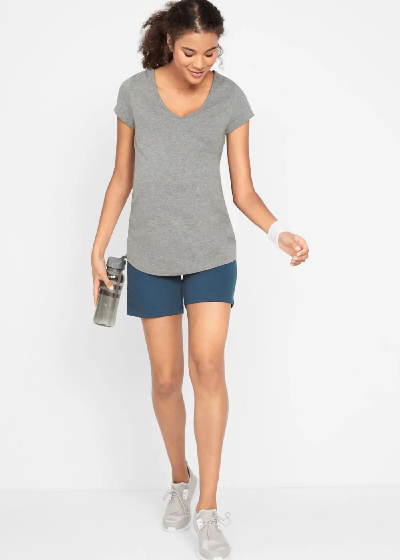 bonprix bonprix Premamá>Camiseta premamá básica de algodón orgánico (2 unidades) Azul marino + gris jaspeado