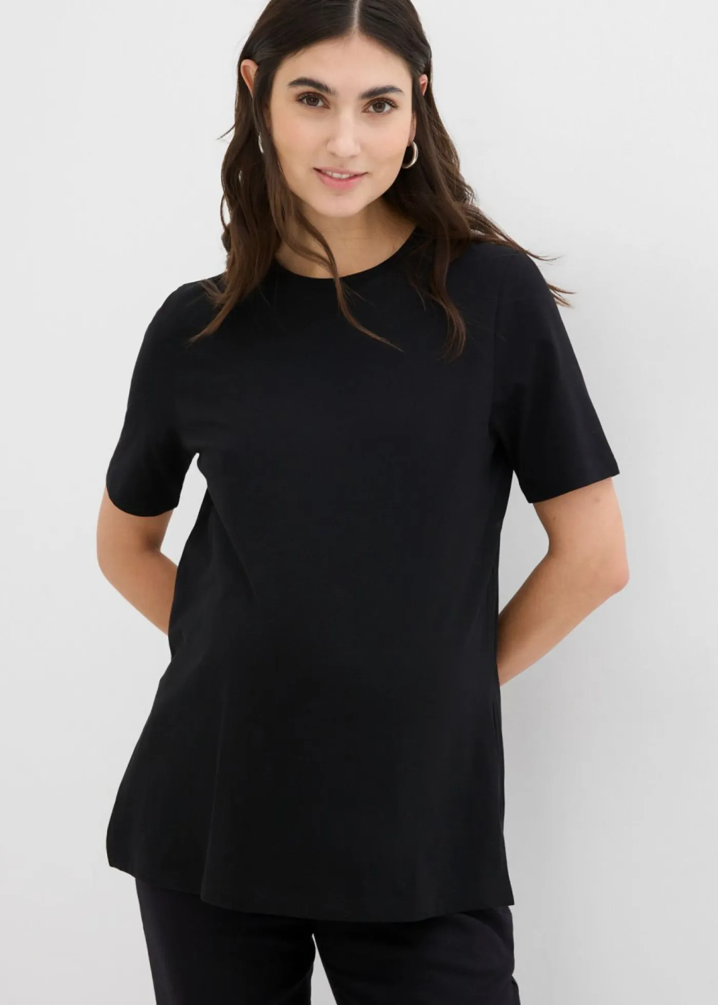 Mujer bonprix bonprix Camiseta premamá y de lactancia 2 en 1 de algodón orgánico con aberturas laterales