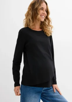 bonprix bonprix Premamá>Camiseta premamá y de lactancia 2 en 1 de algodón orgánico Negro