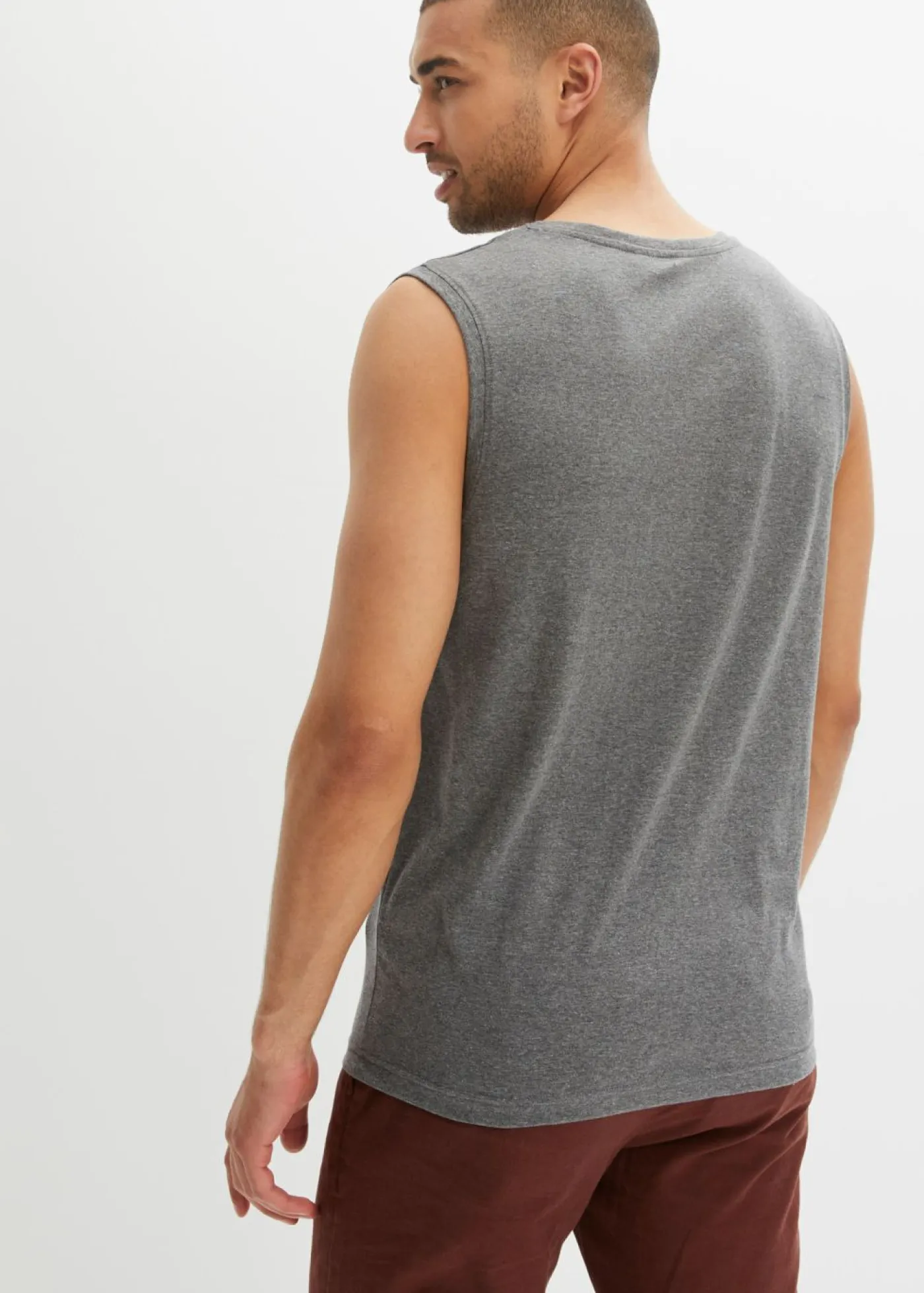 bonprix bonprix Camisetas Y Polos>Camiseta sin mangas (2 unidades) de algodón puro azul marino+gris jaspeado