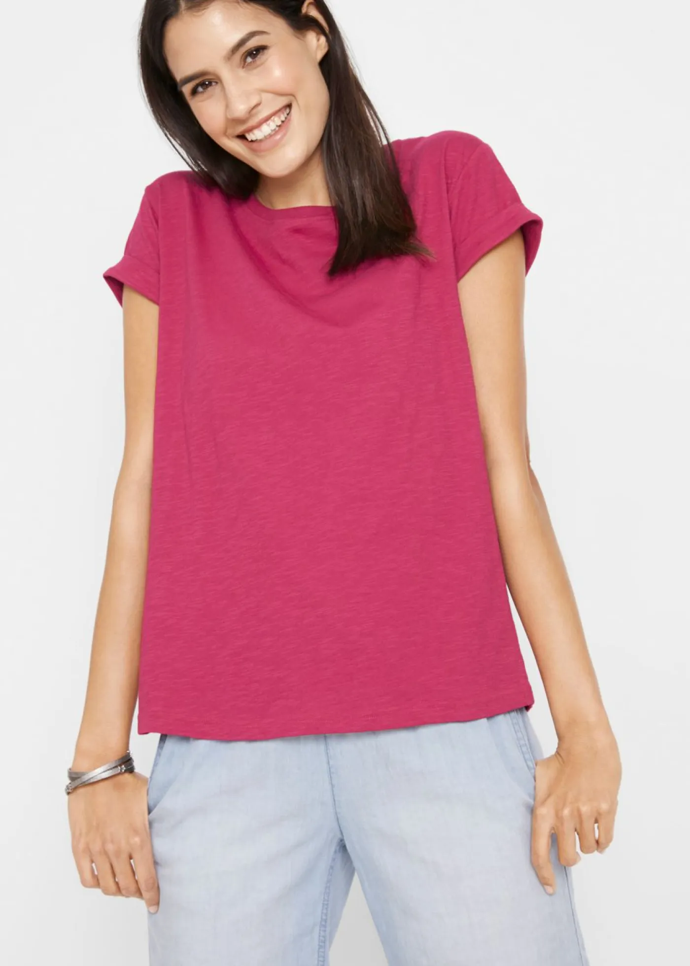 bonprix bonprix Básicos|Camisetas>Camiseta tipo boxy fucsia