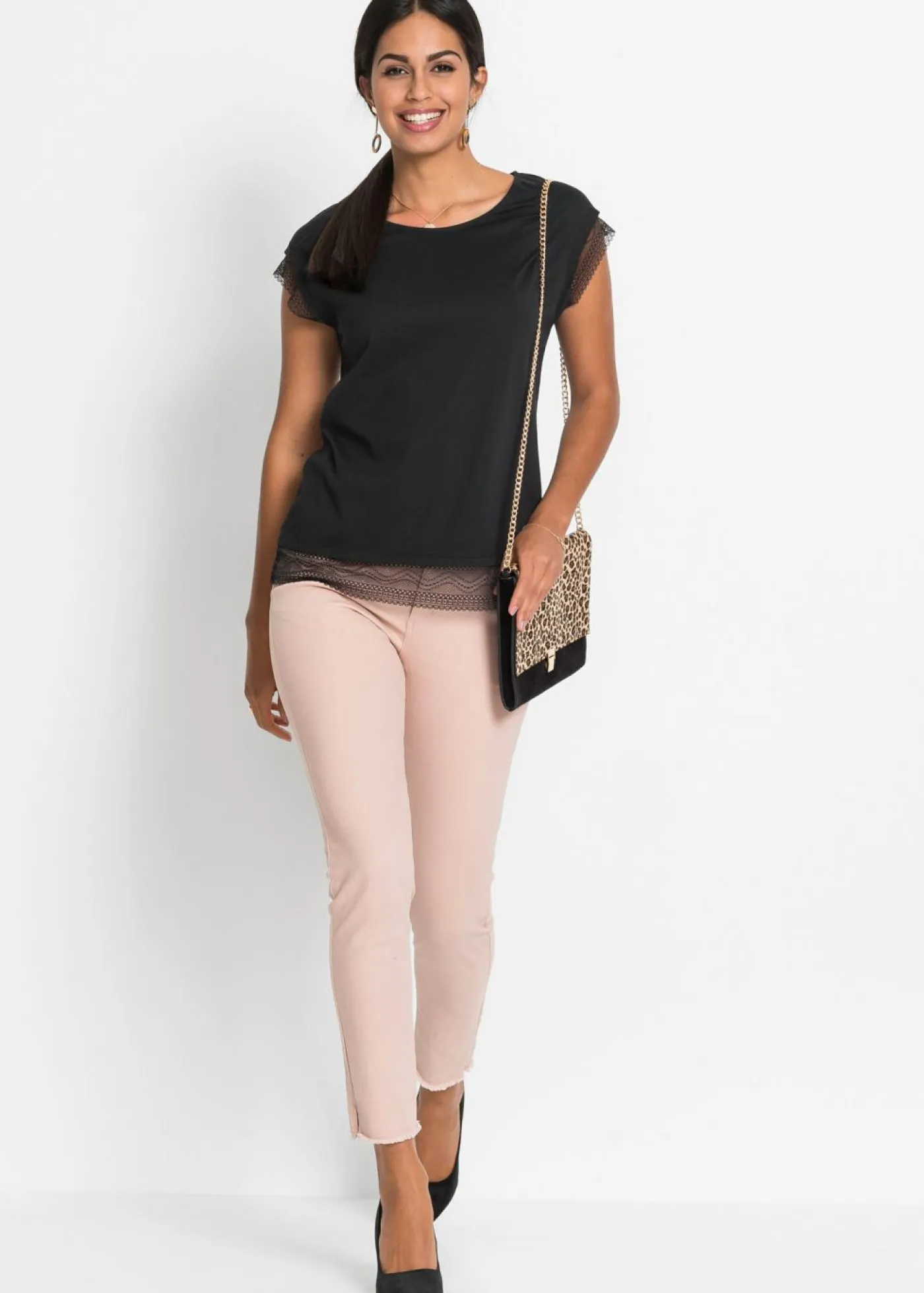 bonprix bonprix Camisetas>Camiseta tipo boxy de algodón Negro