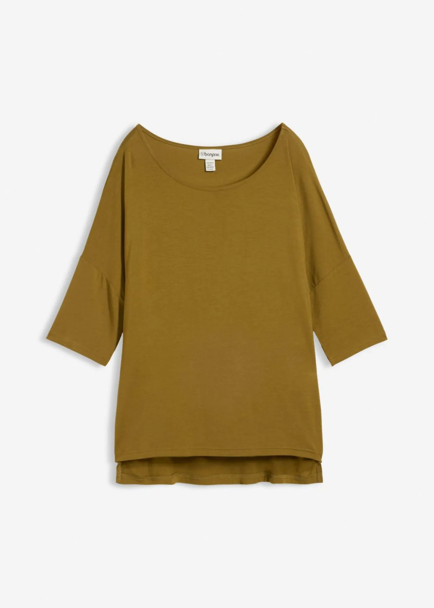bonprix bonprix Camisetas|Novedades>Camiseta tipo boxy de mezcla de viscosa suave Verde-natural