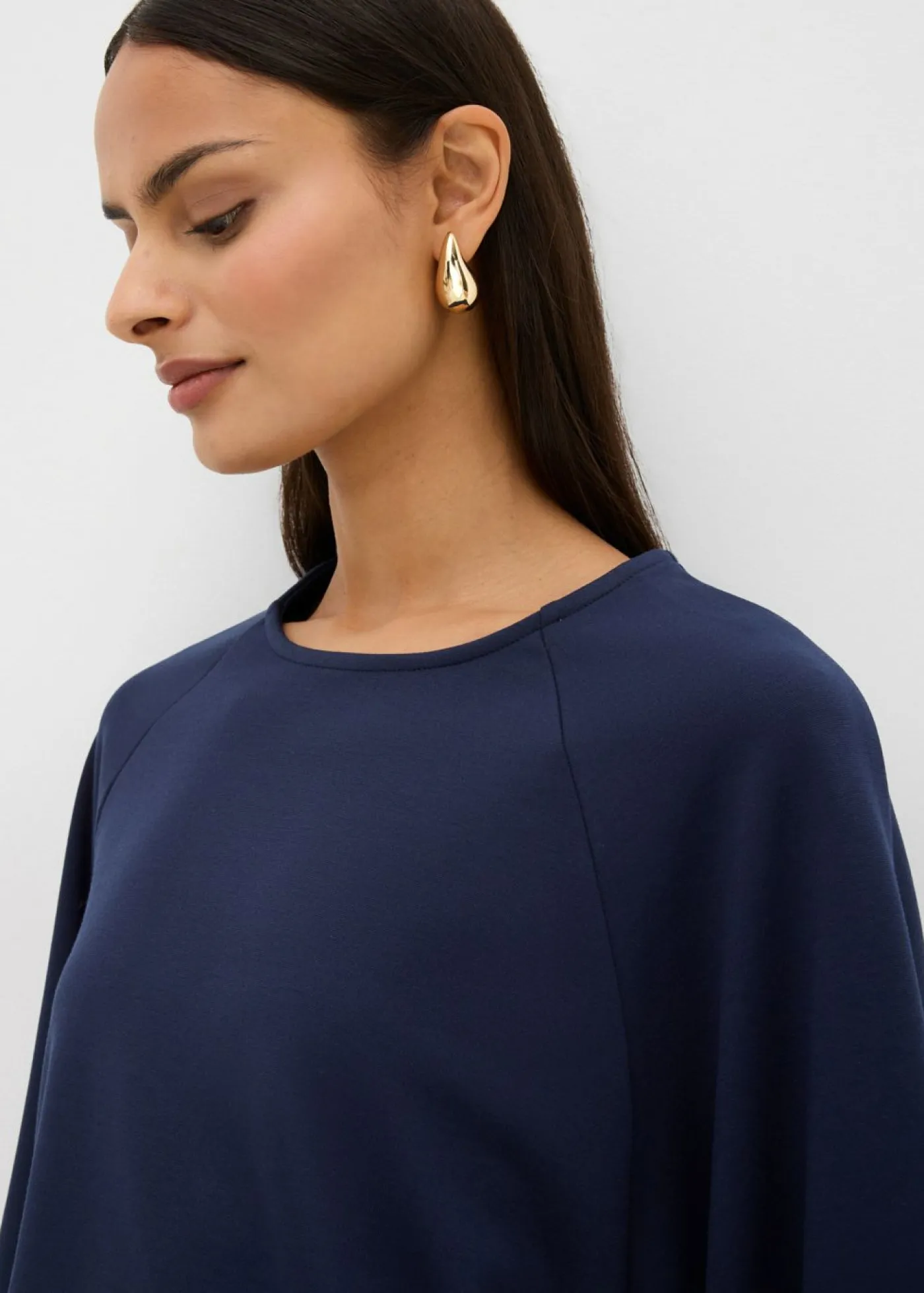 bonprix bonprix Esenciales|Camisetas>Camiseta tipo capa de manga larga Azul marino