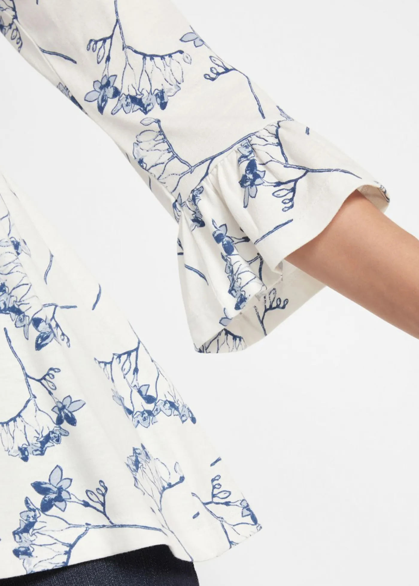 bonprix bonprix Camisas Y Blusas>Camiseta tipo túnica con mangas 3/4 Blanco lana de flores